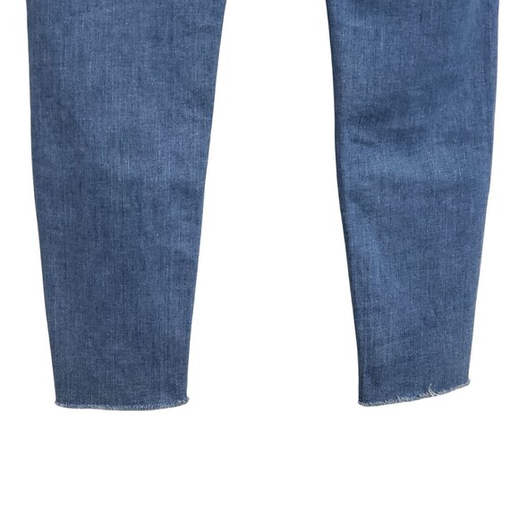 J Crew Size 31 Jeans Toothpick Distressed Mid Rise Skinny Stretch Denim Raw Hem - Picture 6 of 14